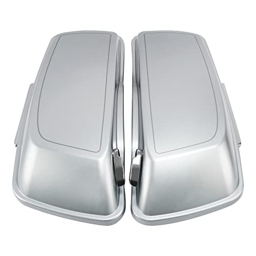 HR3 Brilliant Silver Pearl Hard Saddlebags Compatible with 2015 Electra Glide Ultra Classic FLHTCU (Replace for OEM) Fit for 2014-2023 Harley Touring Models - color: Brilliant Silver Pearl