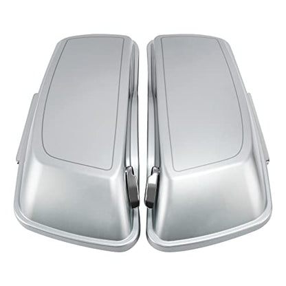 HR3 Brilliant Silver Pearl Hard Saddlebags Compatible with 2015 Electra Glide Ultra Classic FLHTCU (Replace for OEM) Fit for 2014-2023 Harley Touring Models - color: Brilliant Silver Pearl