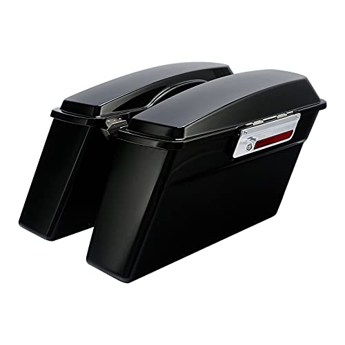 TCMT Hard Saddle bags Saddlebag Trunk Lid Latch Keys Fits For Harley Davidson Road King Road Glide Street Glide Electra Glide Ultra Classic 1994-2013 - color: Vivid Black Chrome Latches#B
