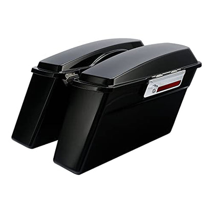 TCMT Hard Saddle bags Saddlebag Trunk Lid Latch Keys Fits For Harley Davidson Road King Road Glide Street Glide Electra Glide Ultra Classic 1994-2013 - color: Vivid Black Chrome Latches#B