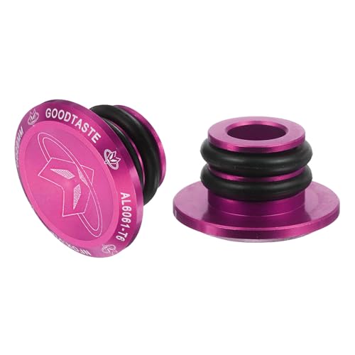 HARFINGTON Bar End Plugs Aluminum Handlebar End Caps Bike Plugs with Matching Rings for MTB Road BMX Fixed Gear Bike, Pink - color: Pink