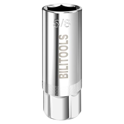 BILITOOLS 5/8'' Magnetic Spark Plug Socket 3/8-inch Drive Powerful Retains Thin Wall Spark Plug Socket 6-Point, CR-V - size: 5/8" Magnetic