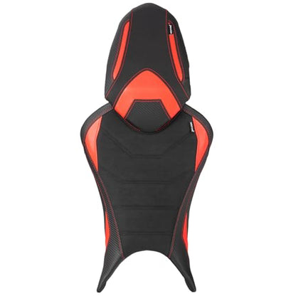 Motorcycle Rider & Passenger Seat Fit for Triumph Street Triple 765 R/RS 2023 2024 2025 2026, Leather Front Rear Saddle Solo Cushion Pillion Pad, Red - color: Red - Front & Rear