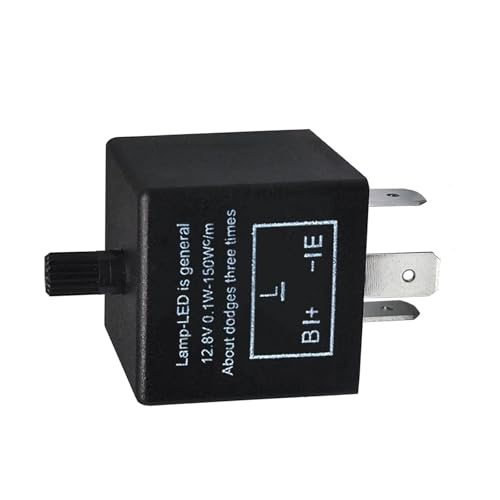 CF13 LED Flasher Relay, 3-pin 12V Adjustable Turn Signal Relay with Top Knob, Hyper Blink Frequency and Hazard Warn Repair Tool, Plug and Play Tool for Cars Motorcycles (Black)