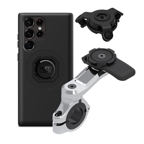 Quad Lock Motorcycle Handlebar Phone Mount PRO Chrome with Vibration Dampener and MAG Phone Case for Galaxy S22 Ultra - size: Galaxy S22 Ultra
