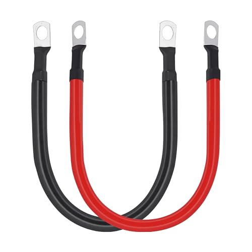 A ABIGAIL 2 AWG Battery Cable 2Gauge Pure Copper Battery Inverter Cables with 5/16 in Lugs Both Ends Power Inverter Wire Set for Automotive Solar Power Inverter Marine Boat RV Car Motorcycle (1FT) - color: 5/16", size: 1FT