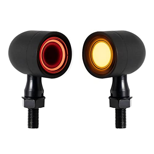 Motorcycle Turn Signals LED Front Lights 2 PCS, Vintage 41 LEDs Switchback White Amber Light for Running Turn Blinkers Universal Fit Scooter Suzuki Yamaha Honda Harley Dyna Bobber-Black - color: 2 Rear Black