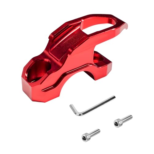 Motorcycle Handlebar Pump Hook, Aluminum Alloy Motorbike Handlebar Storage Hanger with Screws & Wrench, High-Strength Motorcycle Handle Hook for Hanging Helmet Gear Tool (Red) - color: Red