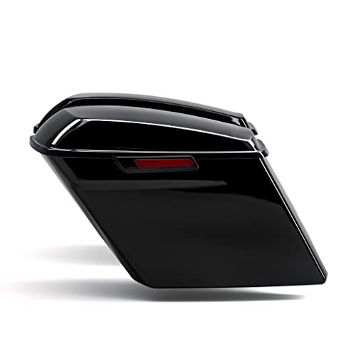 TCT-MOTORPARTS Vivid Black 5" Stretched Saddlebags & Rear Fender System For Harley Touring 2014-2024 Road King