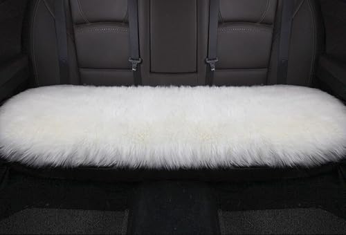 Winter Warmth: Universal Sheepskin Seat Cushion Cover - Natural Wool, for Cars, Trucks, SUVs & Vans - Cozy & Stylish Driving Companion Rear White - color: White (Patchwork Style), size: Rear Seat (18inch*53.5inch)