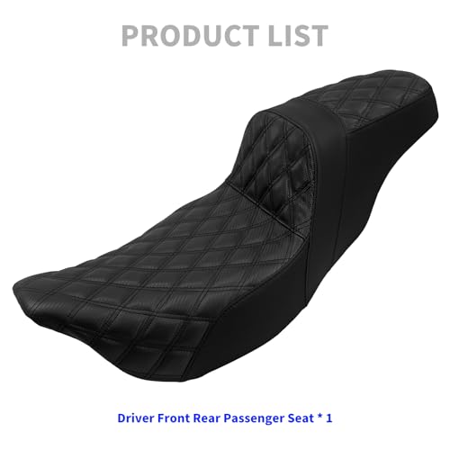 One-Piece Driver Passenger Seat Motorcycle 2-up Seat Fit for Harley Touring Electra Glide Road King Road Glide Street Glide 2009-2023 (Black Stitching) - color: Black Stitching Without Backrest