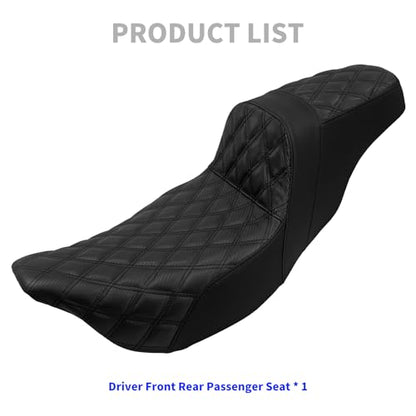 One-Piece Driver Passenger Seat Motorcycle 2-up Seat Fit for Harley Touring Electra Glide Road King Road Glide Street Glide 2009-2023 (Black Stitching) - color: Black Stitching Without Backrest