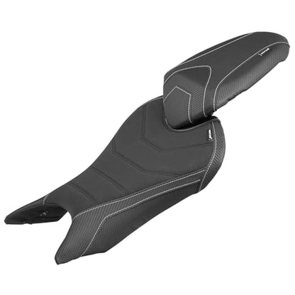 Motorcycle Rider & Passenger Seat Fit for Triumph Street Triple 765 R/RS 2023 2024 2025 2026, Leather Front Rear Saddle Solo Cushion Pillion Pad, Black - color: Black - Front & Rear
