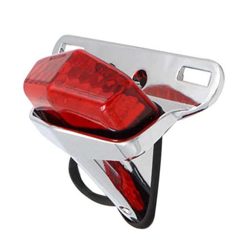 Motorcycle Rear Light with License Plate Bracket, Motorcycle Brake Running Red LED Tail Lights, Fit for Motorcycles All-Terrain, Off-Road Vehicles, Cruisers - Chrome Housing Red Lens - color: Chrome Housing Red Lens