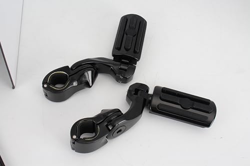 Universal Motorcycle Foot Pegs Compatible with Harley Touring Street Glide Electra Glide Road King Softail CVO Dyna Trike Sportster with 1.25 inch Highway Pegs(Black-Short)