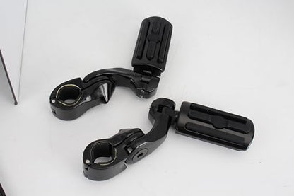 Universal Motorcycle Foot Pegs Compatible with Harley Touring Street Glide Electra Glide Road King Softail CVO Dyna Trike Sportster with 1.25 inch Highway Pegs(Black-Short)