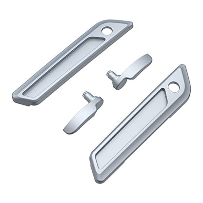 Advanblack Saddlebag Latches Covers, Lid Lifters Levers Fit for 2014+ Harley Touring Hard Saddlebags - Barracuda Silver Denim - color: Barracuda Silver Denim