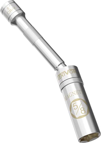 LEXIVON 5/8" Swivel Magnetic Spark Plug Socket, 3/8" Drive x 6" Total Length | Enhanced Magnetic Design with Thin Wall Socket, Cr-v Steel (LX-121) - size: 5/8-Inch x 6-Inch