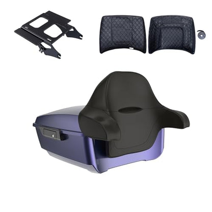 Advanblack King Tour Trunk Pack Compatible with Harley Touring CVO Road Glide, Street Glide, 2023.5 2024 2025 2026 Mounting Rack, Full Backrest & Trunk Liners (Purple Abyss) - color: Purple Abyss