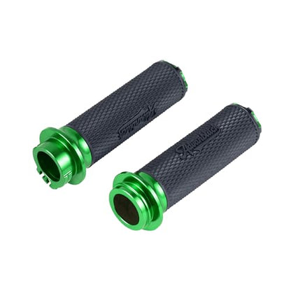 Advanblack AXION Performance Grips, Cable Throttle Hand Grips Compatible with Harley Touring Road Glide Street Glide, Softail - color: Green