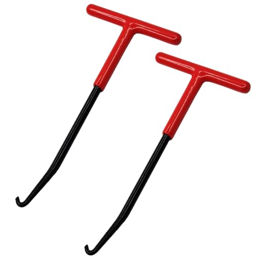 Motorcycle Exhaust Spring Hook, T Shaped Handle Exhaust Pipe Spring Puller Installer Hooks Tool with Rubber Coating for Motorcycle Vehicle Springs Removal, Installation, Adjustment (2pcs) - color: 2 Pcs -Red
