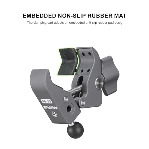 FANAUE Aluminum Handlebar Base Mount Strong Rod Clamp with 17mm Ball Head Adapter for Rails 0.5'' to 2'' Diameter Compatible with Garmin GPS Mounts & Bike Motorcycle Phone Holder with 17mm Ball Socket