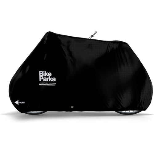 BikeParka Stash Bike Cover - Lightweight, Waterproof & Durable Protection from Rain & Snow - Adjustable for Any Bike for Indoor/Outdoor Use, Stuff Sac Included (Ink Black) - color: Ink Black