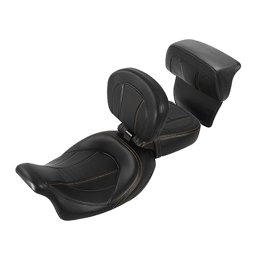 SLMOTO Motorcycle Low-Profile Passenger Rieder Seat, Driver Sissy Bar Backrest Pad Passenger Pad For Harley Touring CVO Road King Street Glide Road Glide Electra Glide 2014-2023 Black Orange - color: Style A Orange Seat+ Rider Backrest + SP