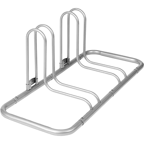 Retrospec Stash Rack Bike Floor Stand Bicycle Storage Organizer for Mountain Bike, Road Bike, Weather Resistant Fine Powder Steel Coating Fits Wheels up to 3" | Bicycle Storage Organizer - color: Grey, style: 2 Bike