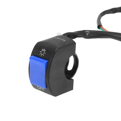 Motoforti DC12V 7/8" 22mm Motorcycle Handlebar Switch Scooter Headlight Toggle Switch with on Off Push Button Blue - color: Blue