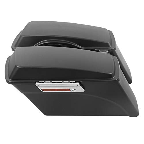 TCMT Hard Saddle bags Trunk w/Lid Latch Key & Liners Carpet Insert Fits For Harley HD Touring CVO Road Glide Road King Street Glide Electra Glide Ultra Classic 1994-2013 - color: Matte Black Chrome Latches#A