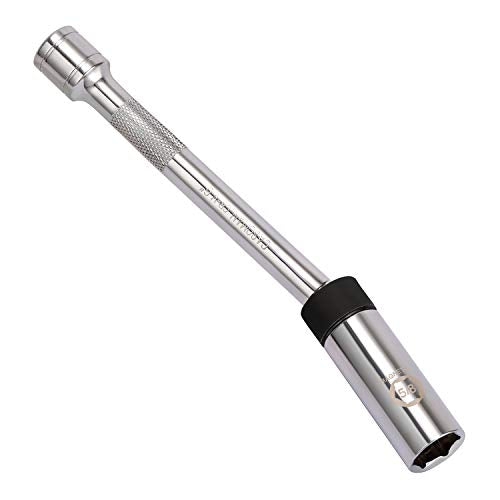 CASOMAN 5/8" Swivel Magnetic Spark Plug Socket, 3/8" Drive x 8-Inch Ext. Bar Length, 360 Degree Swivel, Enhanced Magnetic Design, 6 Point, Cr-V Steel - size: 5/8" × 8-Inch Total Length