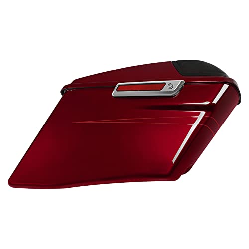 HR3 Velocity Red Sunglo (Pinstripe) 4" Stretched Hard Saddlebags w/Speaker Lids Compatible with 2017 Road Glide Special FLTRXS Street Glide Special FLHXS (Replace for OEM) - color: Velocity Red Sunglo (Pinstripe)