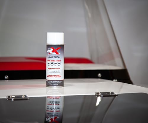 Hardline Products USA RX UV Protectant Cleaner & Polish – Advanced Marine & Powersport Detailing Spray for Vinyl, Isinglass, Plastic, & Strata Glass – 100% UVA/UVB Protection with Microfiber Towel