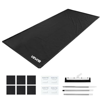 VEVOR Containment Mat, 8 ft 6 in x 20 ft, Non-Slip PVC Garage Floor Mat with a Cleaning Squeegee, Heavy Duty Durable Waterproof Protection from Snow, Rain and Mud for Cars SUVs Trucks Parking, Black - size: 8 ft 6 in x 20 ft
