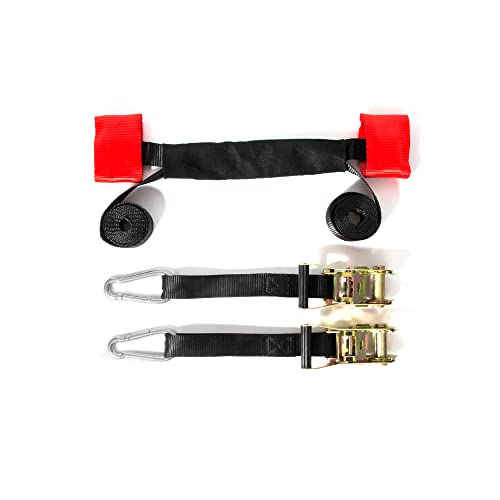 MOTO4U Motorcycle Handlebar Tie Down Straps with Ratchets and Snap Hooks,Heavy Duty Motorcycle Dirt Bike Handlebar Tie Down Strap with Ratchets Front Handle Tie Down in Red