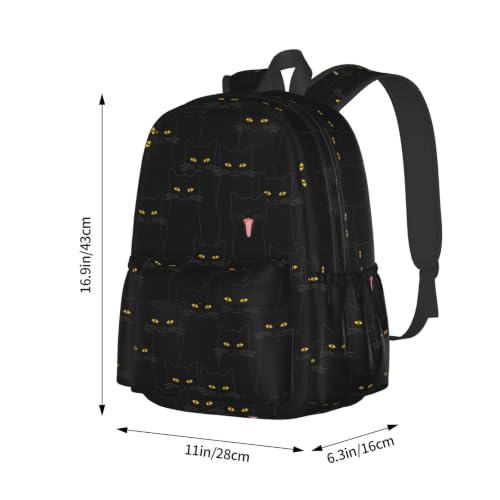 Black Cat Backpack Bookbag Laptop Backpacks Multipurpose Daypack for Boys Girls School Men Women Travel Hiking - color: Black Cat