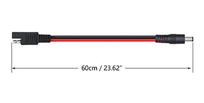 CERRXIAN 60cm 14AWG DC 5.5mm x 2.1mm Male to SAE 2 Pin Quick Disconnect Wire Harness Extension Cable for Portable Powers, Motorcycle Solar Panel Charger (M Black) - color: Male Black&Red