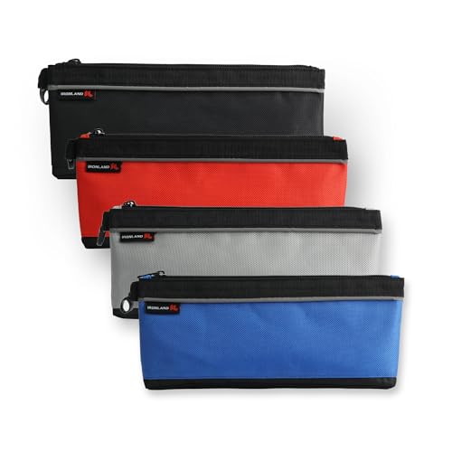 IRONLAND 4 Pack 12.5" Small Zipper Tool Pouches - Waterproof 1680D Multipurpose Tool Storage Organizer - size: 4 Pack 12 inch x 5.5 inch
