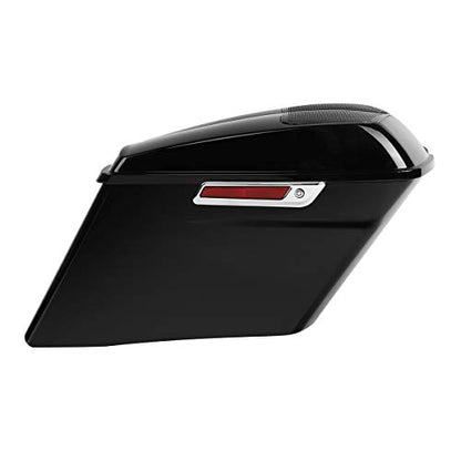 TCT-MOTORPARTS 4" Extended Hard Saddlebag 6x9'' Speaker Lid Fit For Harley Touring CVO Road Glide Electra Glide Street Glide Road King 2014-2024 - color: Vivid Black w/ Chrome Latches 6x9 Speaker Lids