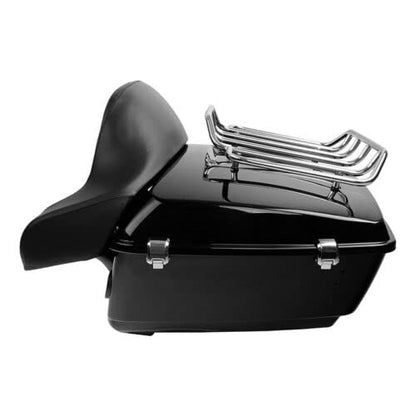 TCMT King Motorcycle Trunk Backrest Pad 2 up Mounting Rack Fit For Harley Touring 1997-2008 Electra Glide Road Glide Street Glide Pack - color: With Speaker Holes: Style D Black Rack