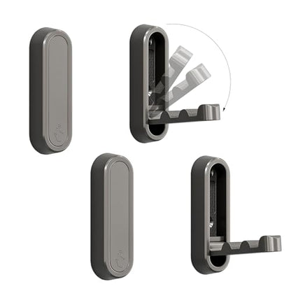 4PCS Foldable Wall Hooks, Flip Down Design with 40 lbs Heavy-Duty Capacity, Retractable Wall Hooks for Bathroom, Bedroom & Entryway Space Saving (Gray) - color: Gray, size: 4 Hooks