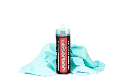 the Absorber® XXL 32-Inch x 20-Inch Synthetic Premium Drying Chamois Cloth for Cars, Trucks, & More - Super Absorbent, Scratch-Free and Washable (Aqua) - color: Aqua
