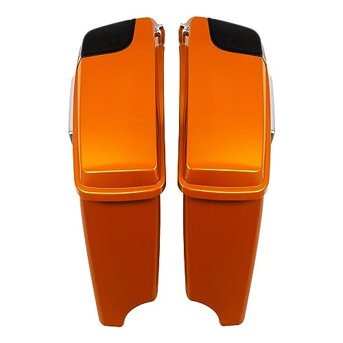 HR3 Amber Whiskey 4" Stretched Hard Saddlebags w/Speaker Lids Compatible with 2014 Street Glide FLHX 2016 Road Glide FLTRX (Replace for OEM) - color: Amber Whiskey
