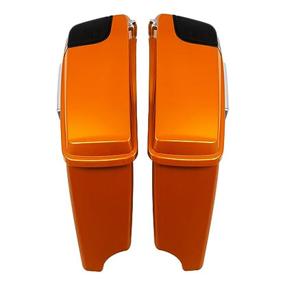 HR3 Amber Whiskey 4" Stretched Hard Saddlebags w/Speaker Lids Compatible with 2014 Street Glide FLHX 2016 Road Glide FLTRX (Replace for OEM) - color: Amber Whiskey