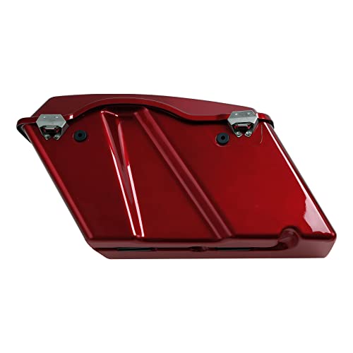 TCMT Hard Saddle bags Saddlebag w/Lid Latch & Liners Carpet Insert Fits For Harley Touring CVO Road Glide Road King Street Glide Electra Glide Ultra Classic 1994-2013 - color: Red Chrome Latches#A