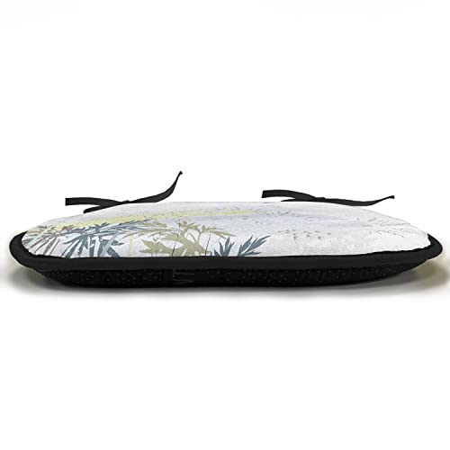 Lunarable Dragonfly Chair Cushion Pad, Wild Herb Grass Field Distressed Background with Dragonflies Lifestyle Graphic, Seat Padding for Kitchen & Patio with Anti-Slip Backing, 16"x16", Grey Green - color: Grey Green, size: Pack of 1