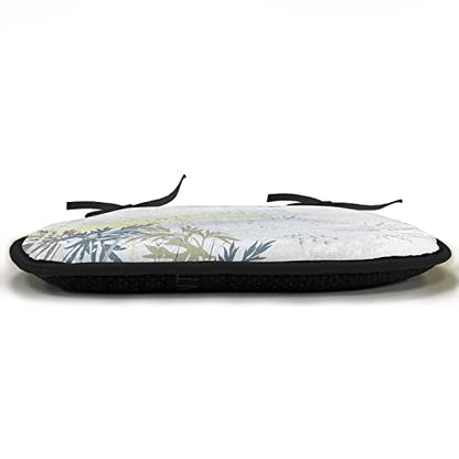 Lunarable Dragonfly Chair Cushion Pad, Wild Herb Grass Field Distressed Background with Dragonflies Lifestyle Graphic, Seat Padding for Kitchen & Patio with Anti-Slip Backing, 16"x16", Grey Green - color: Grey Green, size: Pack of 1