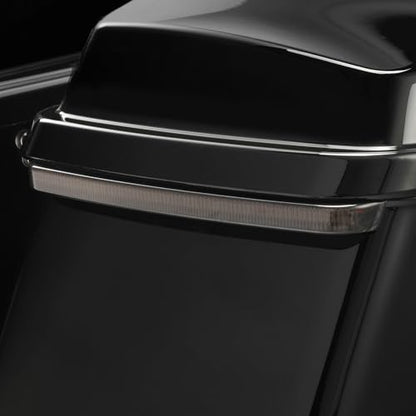 TCT-MOTORPARTS Vivid Black 5" Stretched Saddle Bag Saddlebags w/LED Run Brake Turn Signal Lights Fit for Harley Touring 2014-2024 Road King Street Glide - color: Stretched Vivid Black w/Light #2