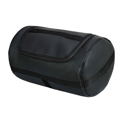 Expandable Black PU Motorcycle Sissy Bar Bag, Weather Resistant Luggage with Secure Mounting and Multiple Storage Compartments